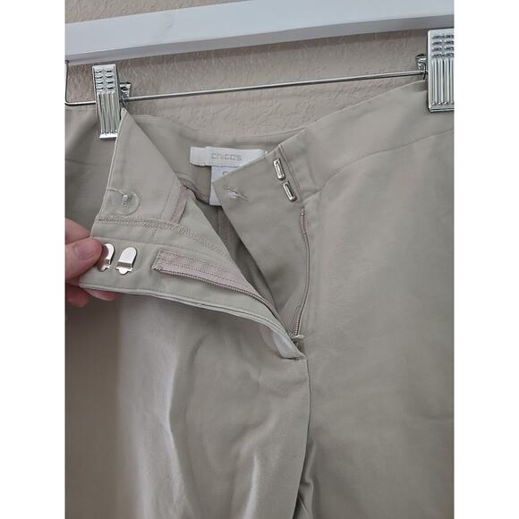 Chico's Tan Straight Leg Mid Rise Career Casual Cropped Pants Womans Size 4 - Picture 3 of 4